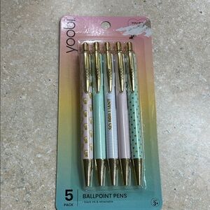 Yoobi Gold and Pastel Ballpoint Pens - 5 Pack